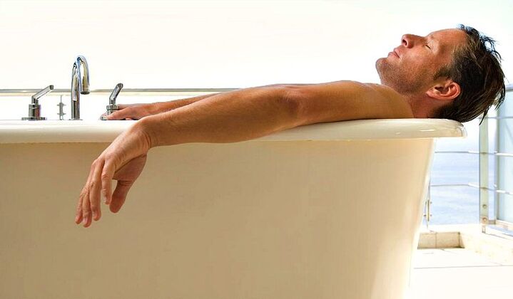 A man bathes with soda.